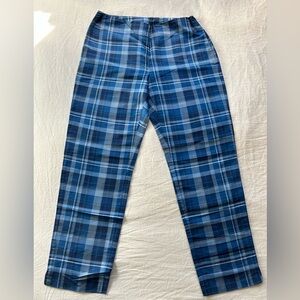 Ralph Lauren Blue Check Silk Capris Pants